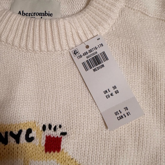 Abercrombie & Fitch Cream Sweater with Yellow Taxi Design exclusive in store - Picture 4 of 8
